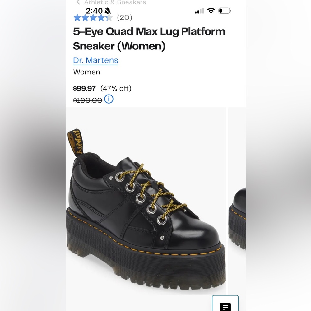 SOLD Dr Martens 5-Eye Quad Max Lug Platform